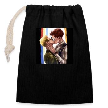 LGBT Queer kiss 🌈🌈 - Closable cotton gift bag (14x20cm) - black - Front