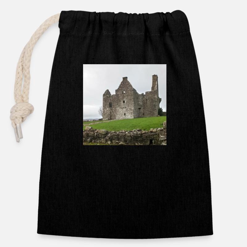 Château de Tully, comté de Fermanagh, Irlande. - Sac cadeau en coton avec cordon (14 x 20 cm) - noir