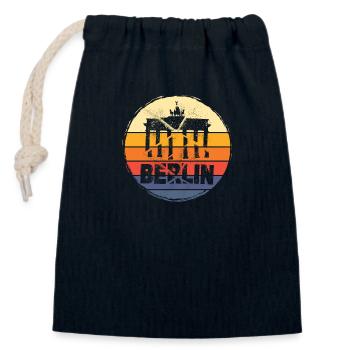 Berlin Deutschland Stadt Skyline Vintage Retro - Verschließbarer Geschenkbeutel aus Baumwolle (14x20cm) - Navy - Vorne