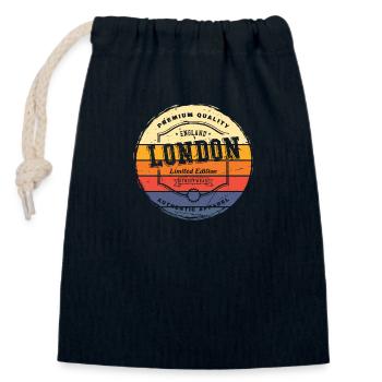 London England UK City Vintage Retro Skyline - Closable cotton gift bag (14x20cm) - navy - Front