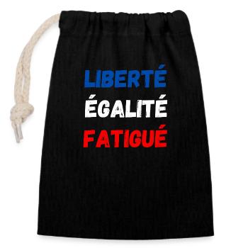 liberté égalité fatigué - Sac cadeau en coton avec cordon (14 x 20 cm) - noir - Devant