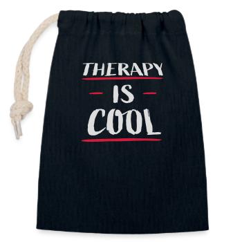 therapy is cool Quote - Closable cotton gift bag (14x20cm) - navy - Front