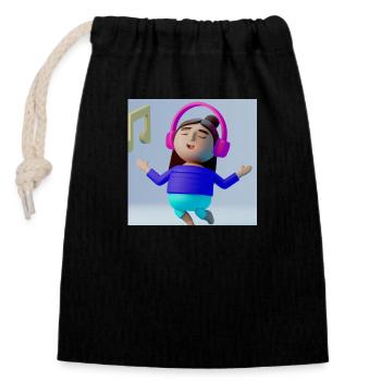 FUNNY MUSIC ILLUSTRATION 2 - Closable cotton gift bag (14x20cm) - black - Front