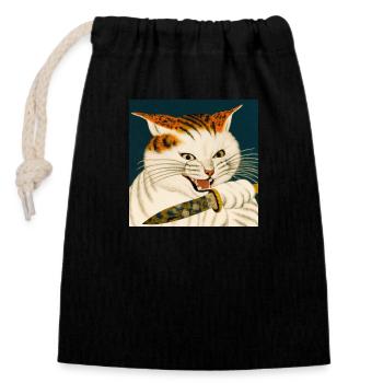 Catana - Japanese Ukiyo Gemälde - Verschließbarer Geschenkbeutel aus Baumwolle (14x20cm) - Schwarz - Vorne