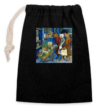 Chats dans le style Van Gogh 2 - Sac cadeau en coton avec cordon (14 x 20 cm) - noir - Devant