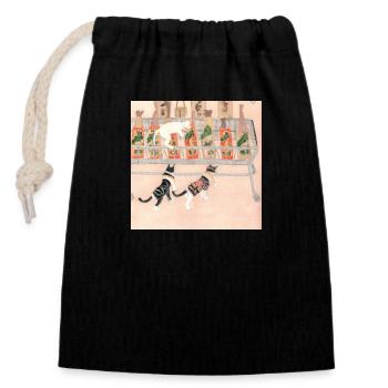 Cats shopping for groceries - Closable cotton gift bag (14x20cm) - black - Front
