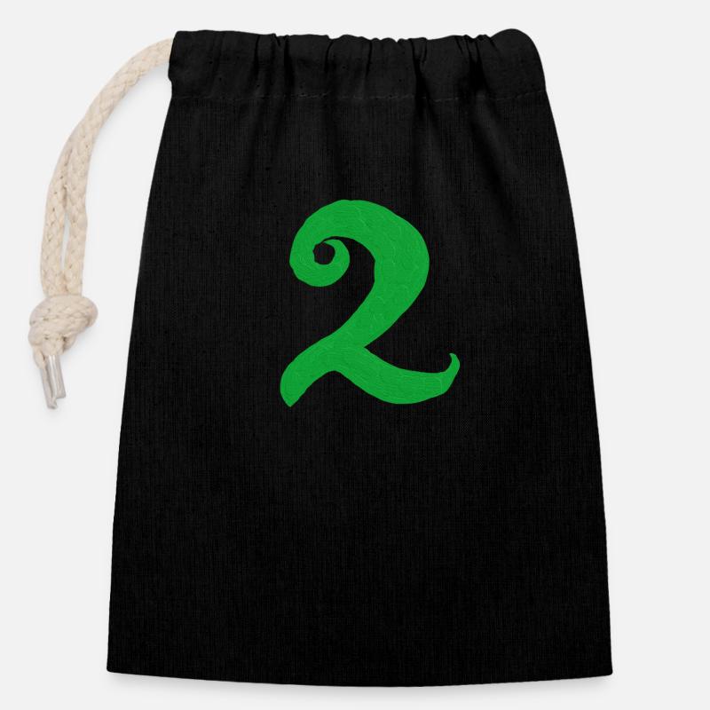 Numéro 2 - Sac cadeau en coton avec cordon (14 x 20 cm) - noir