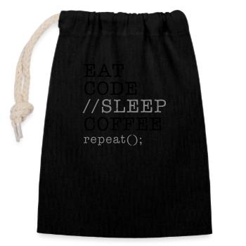 Informatique Python Programmeur Manger Code Sommeil - Sac cadeau en coton avec cordon (14 x 20 cm) - noir - Devant