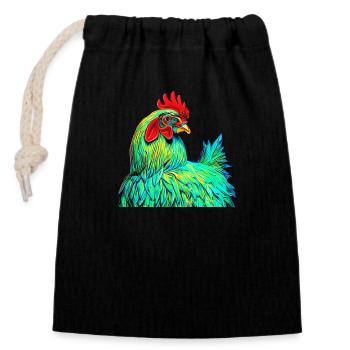 Pop Art Poulet Ferme Animaux Nature colorée - Sac cadeau en coton avec cordon (14 x 20 cm) - noir - Devant
