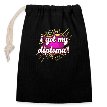 Cérémonie de remise des diplômes - Diplôme - Sac cadeau en coton avec cordon (14 x 20 cm) - noir - Devant