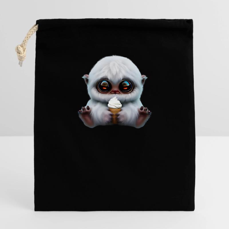 Yeti mit Softeis Verschließbarer Geschenkbeutel aus Baumwolle (14x20cm)