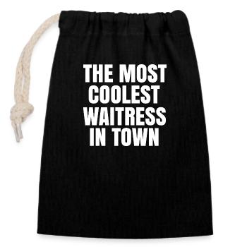 The most coolest waitress in town - Closable cotton gift bag (14x20cm) - black - Front