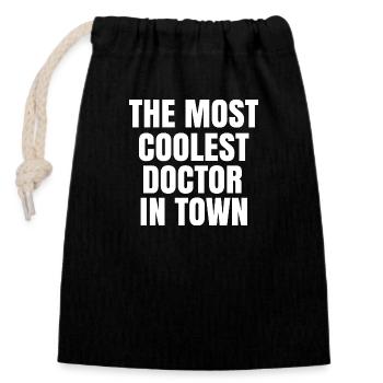 The most coolest doctor in town - Closable cotton gift bag (14x20cm) - black - Front
