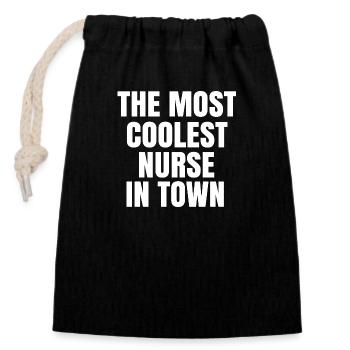 The most coolest nurse in town - Closable cotton gift bag (14x20cm) - black - Front