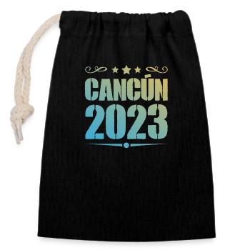 Cancun 2023 - Verschließbarer Geschenkbeutel aus Baumwolle (14x20cm) - Schwarz - Vorne