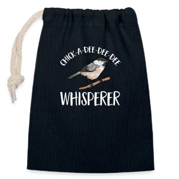 Bird Chickadee Bird Watching - Closable cotton gift bag (14x20cm) - navy - Front