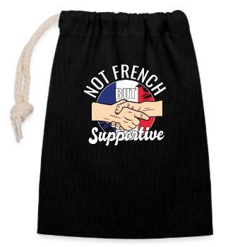 Not French But Supportive Country Traveler France - Closable cotton gift bag (14x20cm) - black - Front