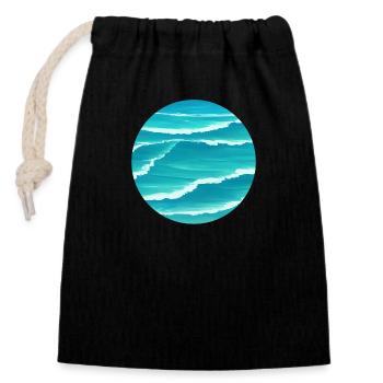 Ocean Waves - Closable cotton gift bag (14x20cm) - black - Front
