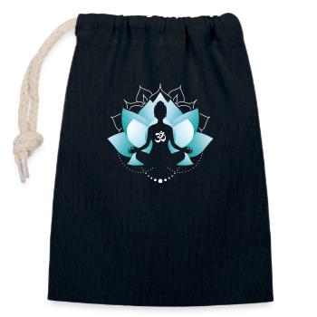 Fleur de lotus bleu - Sac cadeau en coton avec cordon (14 x 20 cm) - bleu marine - Devant
