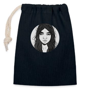B/W Woman Face Abstract - Closable cotton gift bag (14x20cm) - navy - Front