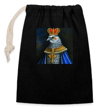 Eagle in the crown - Closable cotton gift bag (14x20cm) - black - Front