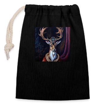 Le Roi Cerf - Sac cadeau en coton avec cordon (14 x 20 cm) - noir - Devant