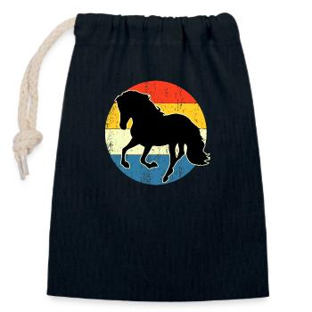 Vintage Retro Pferd Sonnenuntergang für Pferdeliebhaber - Verschließbarer Geschenkbeutel aus Baumwolle (14x20cm) - Navy - Vorne