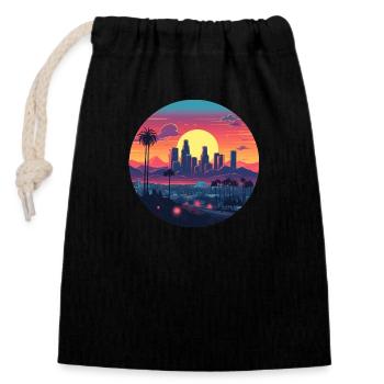 LA - Sac cadeau en coton avec cordon (14 x 20 cm) - noir - Devant