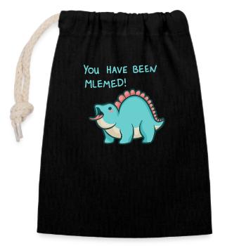 hugadino You have been mlemed! , süßer DInosaurier - Verschließbarer Geschenkbeutel aus Baumwolle (14x20cm) - Schwarz - Vorne