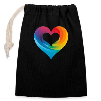 Liebe für LGBTQIA+ Community - Verschließbarer Geschenkbeutel aus Baumwolle (14x20cm) - Schwarz - Vorne