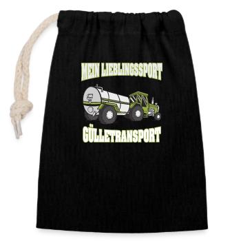 Mein Lieblingssport Gülletransport Bauer Landwirt - Verschließbarer Geschenkbeutel aus Baumwolle (14x20cm) - Schwarz - Vorne