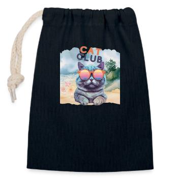Cat Club - Verschließbarer Geschenkbeutel aus Baumwolle (14x20cm) - Navy - Vorne