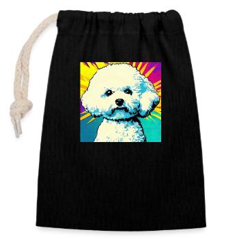 Bichon Frisé Pop art - Sac cadeau en coton avec cordon (14 x 20 cm) - noir - Devant