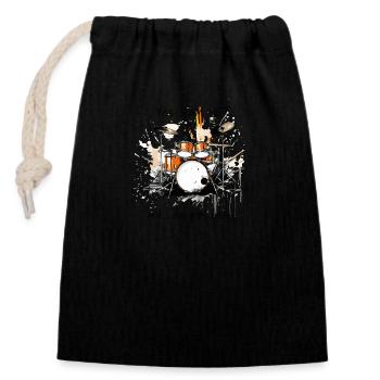 drums - Closable cotton gift bag (14x20cm) - black - Front