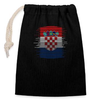 Kroatien Flagge Adria Zagreb Kroatische Fahne - Verschließbarer Geschenkbeutel aus Baumwolle (14x20cm) - Schwarz - Vorne