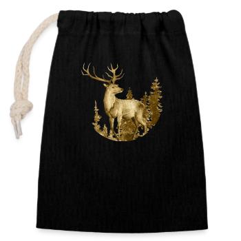 Deer - Closable cotton gift bag (14x20cm) - black - Front