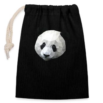 Panda polygone - Sac cadeau en coton avec cordon (14 x 20 cm) - noir - Devant