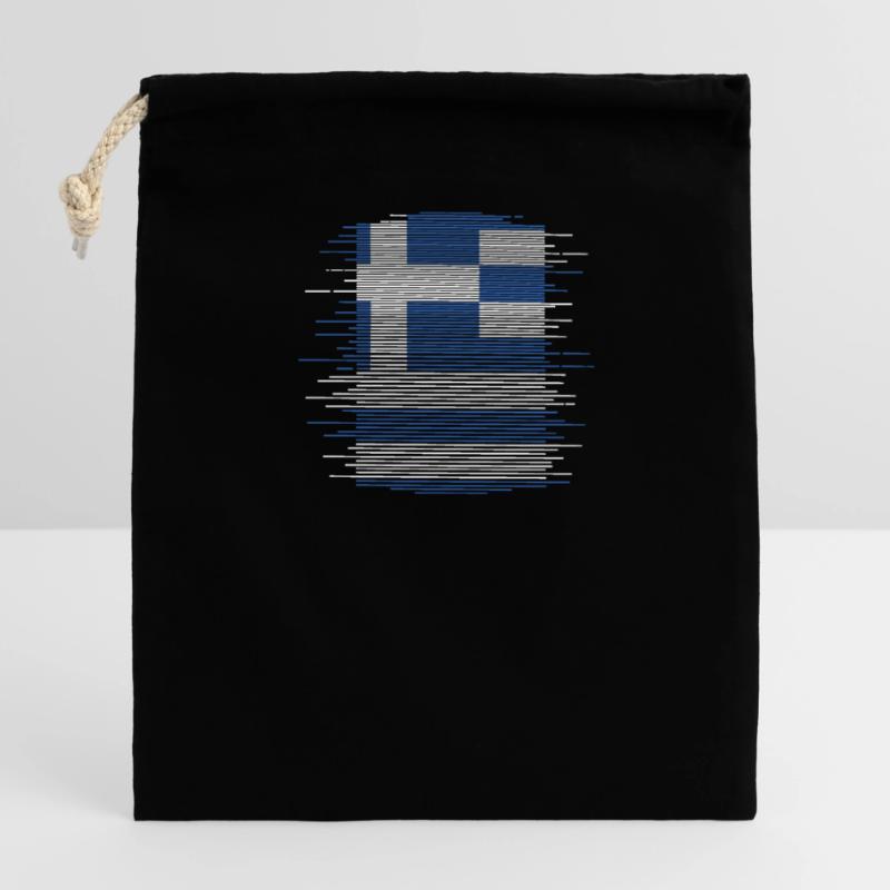 Drapeau de la Grèce Hellas Athènes Drapeau de la Grèce Sac cadeau en coton avec cordon (14 x 20 cm)
