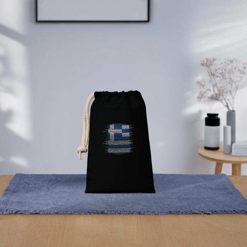 Drapeau de la Grèce Hellas Athènes Drapeau de la Grèce Sac cadeau en coton avec cordon (14 x 20 cm)