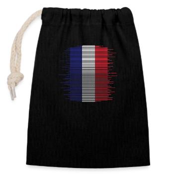 Frankreich Flagge Used Look Französische Fahne - Verschließbarer Geschenkbeutel aus Baumwolle (14x20cm) - Schwarz - Vorne
