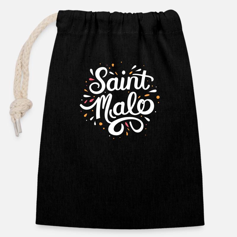 Saint-Malo - Sac cadeau en coton avec cordon (14 x 20 cm) - noir