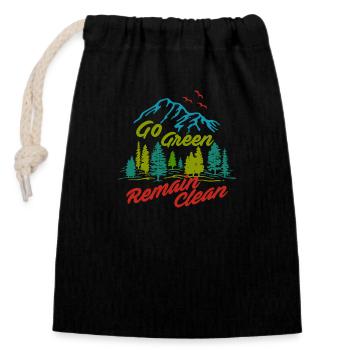 Go Green Remain Clean - Closable cotton gift bag (14x20cm) - black - Front