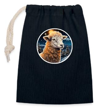 Laine d’hiver - Sac cadeau en coton avec cordon (14 x 20 cm) - bleu marine - Devant