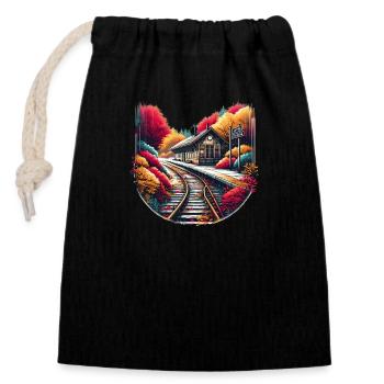 The Abandoned Autumn Station - Closable cotton gift bag (14x20cm) - black - Front