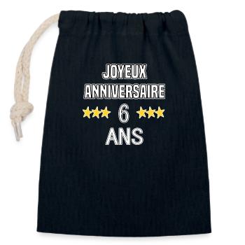 Joyeux Anniversaire 6 Ans - Sac cadeau en coton avec cordon (14 x 20 cm) - bleu marine - Devant