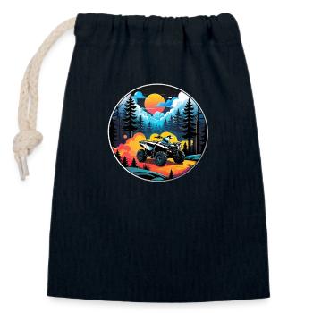 quad et tout terrain - Sac cadeau en coton avec cordon (14 x 20 cm) - bleu marine - Devant