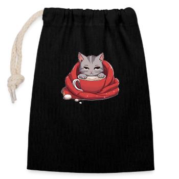 Adorable Cat - Closable cotton gift bag (14x20cm) - black - Front