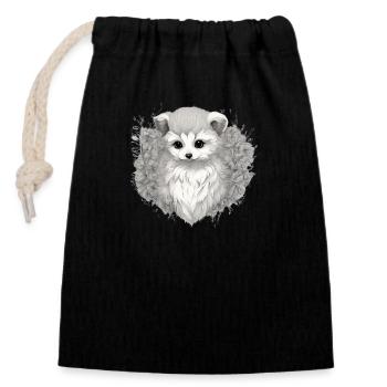 Renard blanc - Sac cadeau en coton avec cordon (14 x 20 cm) - noir - Devant