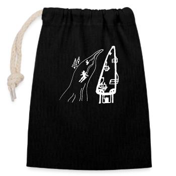 Ski - Sac cadeau en coton avec cordon (14 x 20 cm) - noir - Devant