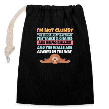 I'm Not Clumsy The Floor Hates Me Foolish Sloth - Closable cotton gift bag (14x20cm) - black - Front